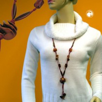 Collier Halskette Spiralperle kupferbraun 100cm