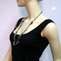 Halskette oliv-grün grünton Wolle 80cm