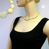 Collier Halskette gelbton-gold Perle kristal 42cm