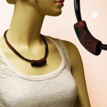 Collier Halskette Rohr flach-gebogen braun-metallic 45cm