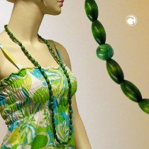 Halskette Holzperlen flaschengrün 110cm
