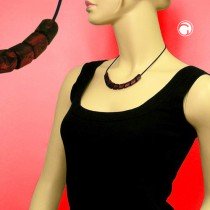 Collier Halskette Schrägperle rot-metallic 45cm