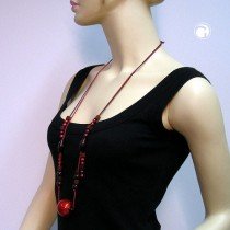 Halskette Perle seide-rot Holz dunkel 100cm