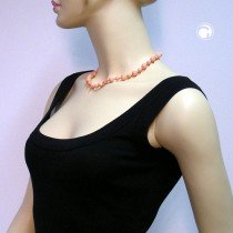 Collier Halskette lachs-weiß-marmor silber 45cm