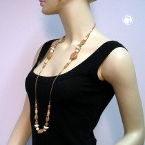 Halskette nougat-beige Kordel braun 100cm