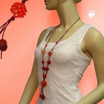 Collier Halskette Spiralperle rot rot-marmoriert 90cm