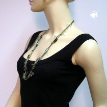 Halskette oliv-grün grünton Wolle 80cm