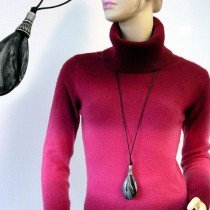 Halskette Tropfen schwarz-silbergrau 100cm