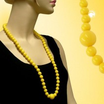 Collier Halskette Perle 12mm gelb-glänzend 80cm