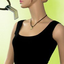 Halskette Ecke oliv-mint-silber Email 42cm