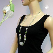 Collier Halskette mint-weiß Kordel mint 100cm
