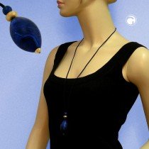 Collier Halskette Olive blau-gold marmoriert 90cm