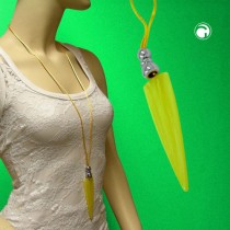 Collier Halskette Dreieck gelb-marmoriert chrom 90cm