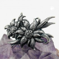 Brosche 2x Edelweiß altsilber-farbig