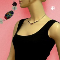 Collier Halskette Glas Olive rot-blau-gelb 42cm