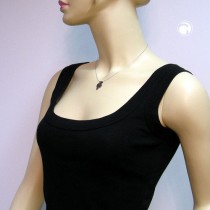 Collier Halskette Blatt altsilber Glasperle rot 42cm