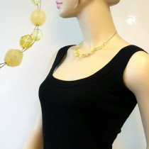 Collier Halskette Glasperlen facettiert gelb 44cm