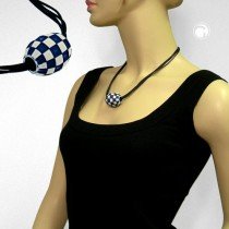 Collier Halskette Olive elfenbein-blau 50cm