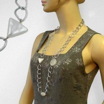Collier Halskette Weitpanzer und Perle kristall 90cm