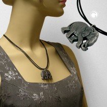 Collier Halskette kleiner Elefant altsilber 50cm