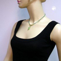 Collier Halskette Glas Schliffperle hellgrün 42cm
