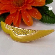 Brosche Bogen gelb Email