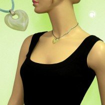 Halskette Herz mit Loch grün-weiß 40cm