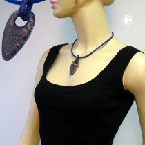 Collier Halskette Faustkeil blau Gummi blau 45cm