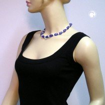 Collier Halskette Oliven blau-weiß 45cm