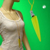 Collier Halskette Dreieck gelb-marmoriert chrom 90cm