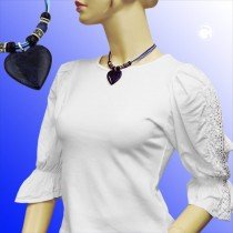 Halskette Landhaus Herz blau marmoriert 45cm