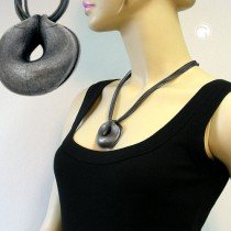 Collier Halskette Amulett altsilber 55cm