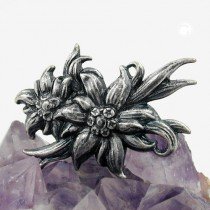 Brosche 2x Edelweiß altsilber-farbig