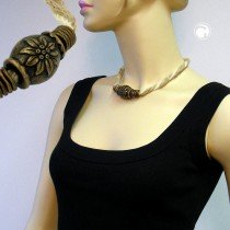 Collier Halskette Edelweißperle altmessing Hanf 42cm