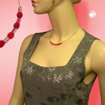 Collier Halskette Glas Schliffperle rot-rot AB 40cm