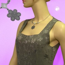 Collier Halskette Blüte grau-transparent 42cm