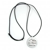 Halskette Scheibe silber-schwarz 90cm