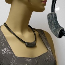 Collier Halskette Rohr flach-gebogen altsilber 45cm