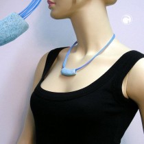 Collier Halskette Rohr flach-gebogen jeans-blau 45cm