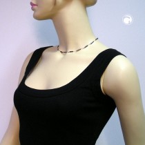 Collier Halskette Glasstifte gekettelt Blutstein 36cm