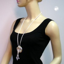 Halskette Amulett grau-weiß-beige 100cm