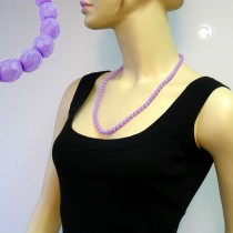 Collier Halskette 60cm Glasperle flieder-satin