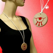 Collier Halskette Holz Scheibe Kordel 100cm