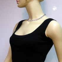 Collier Halskette Vierkantperle kristal-grau 42cm