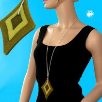 Collier Halskette Rautenbarock grünton 3-tlg ca. 90cm