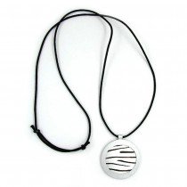 Halskette Scheibe silber-schwarz 90cm