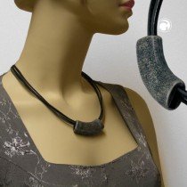 Collier Halskette Rohr flach-gebogen altsilber 45cm