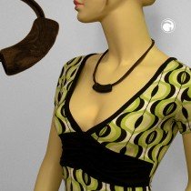 Collier Halskette Rohr flach-gebogen dunkelbraun 45cm