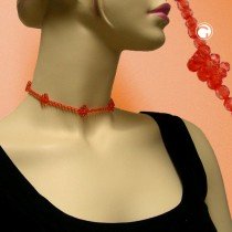 Collier Halskette Gummi Viereckperle rot 34cm