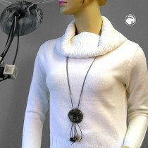 Collier Halskette Ring grau-silber-marmoriert 100cm